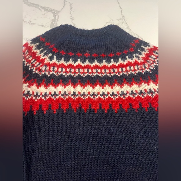 J.Crew Wool blend navy and red fair isle holiday Nordic sweater size XS - Picture 8 of 8
